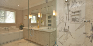 glass and marble shower